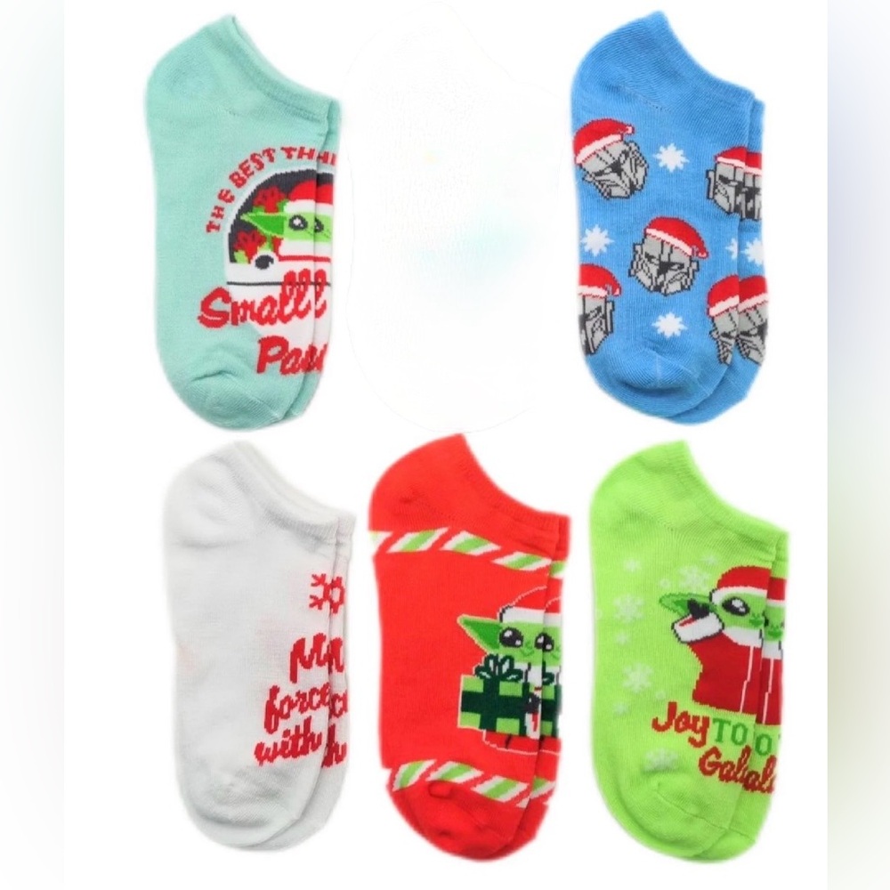 Star Wars The Mandalorian Women's Holiday No Show Socks, 5-Pack, Size 4-10